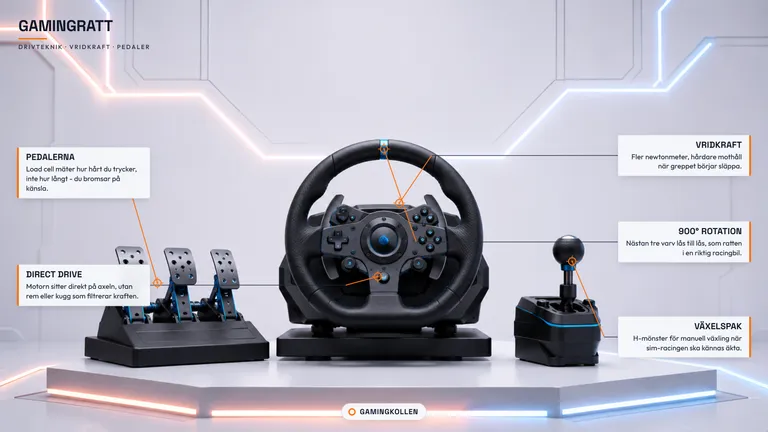 Direct drive, rem och kugg - drivtekniken bakom en gamingratt 2026
