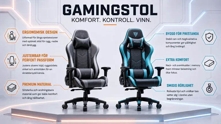 Gaslift, armstöds-DOF och stålram - tekniken bakom gamingstol 2026
